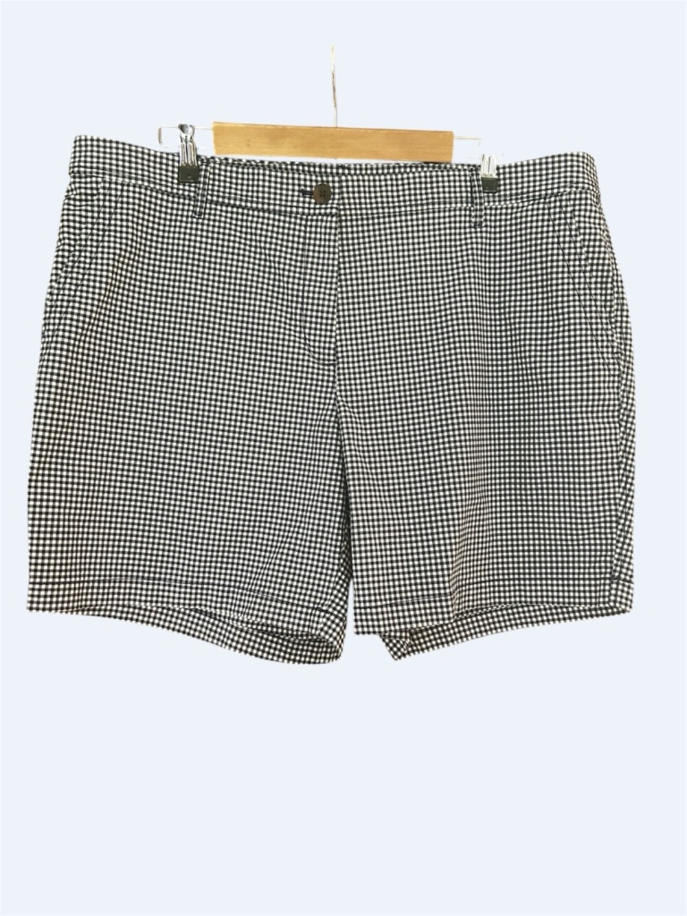 Talbots Shorts Gingham Relaxed Chino Navy Blue White Check Plus size 16 W